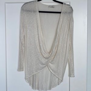 white sheer knit long sleeve top